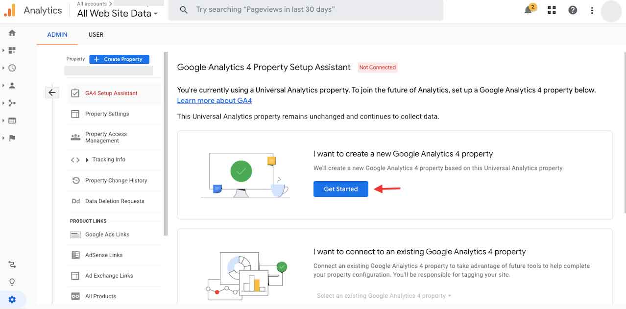 Create a Google Analytics 4 Property