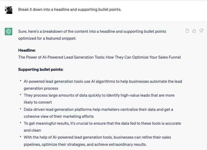 break it down into headings and supporting bullet points
