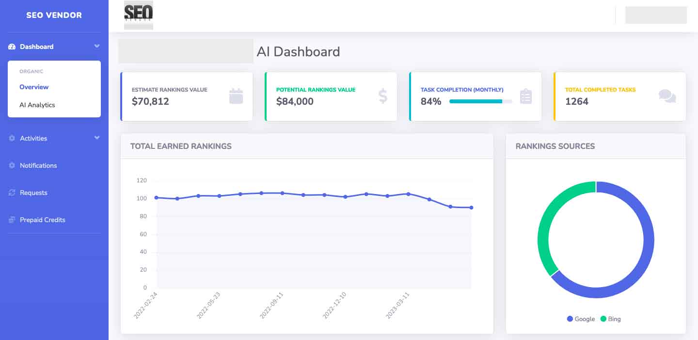 SEO Vendor AI Dashboard