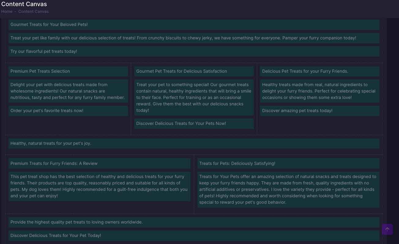 different layouts and content types