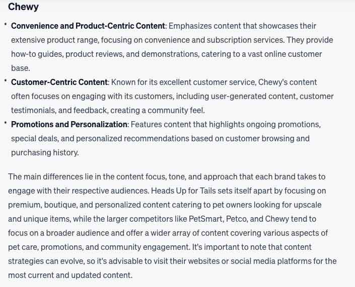 How does Heads Up for Tails' content compare to its top 3 competitors